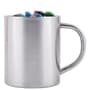 Silver/Assorted M&amp;M's in Double Wall Stainless Steel Barrel Mug