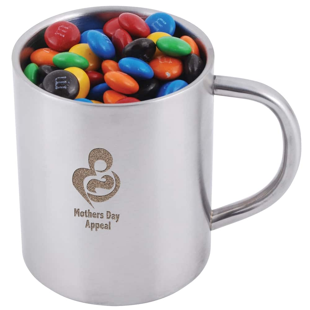 M&amp;M's in Double Wall Stainless Steel Barrel Mug