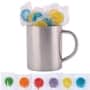 Silver/Corporate Colour Branded Corporate Colour Lollipops in Double Wall Stainless Steel Barrel Mug