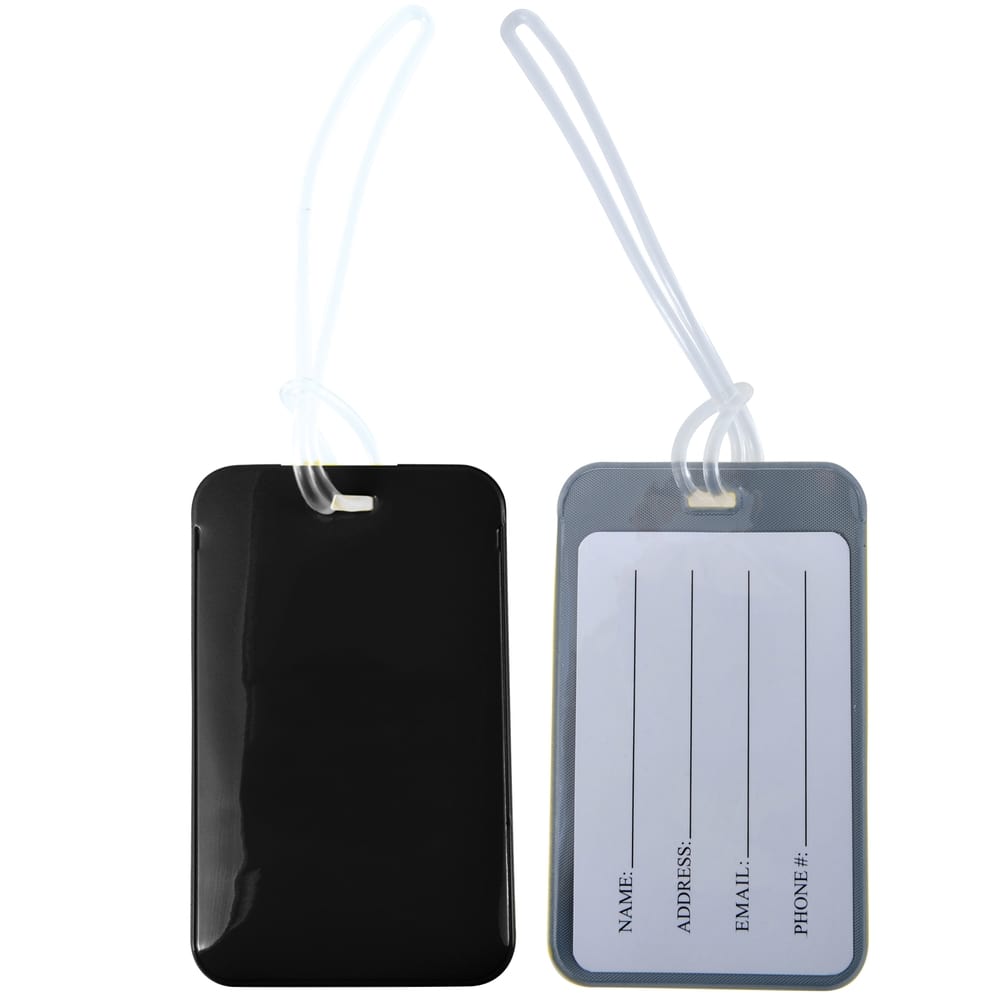 Black Printed PVC Luggage Tag with Loop