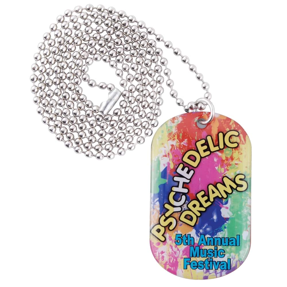 Custom Aluminium Dog Tag Neck Chain - Epoxy Dome 