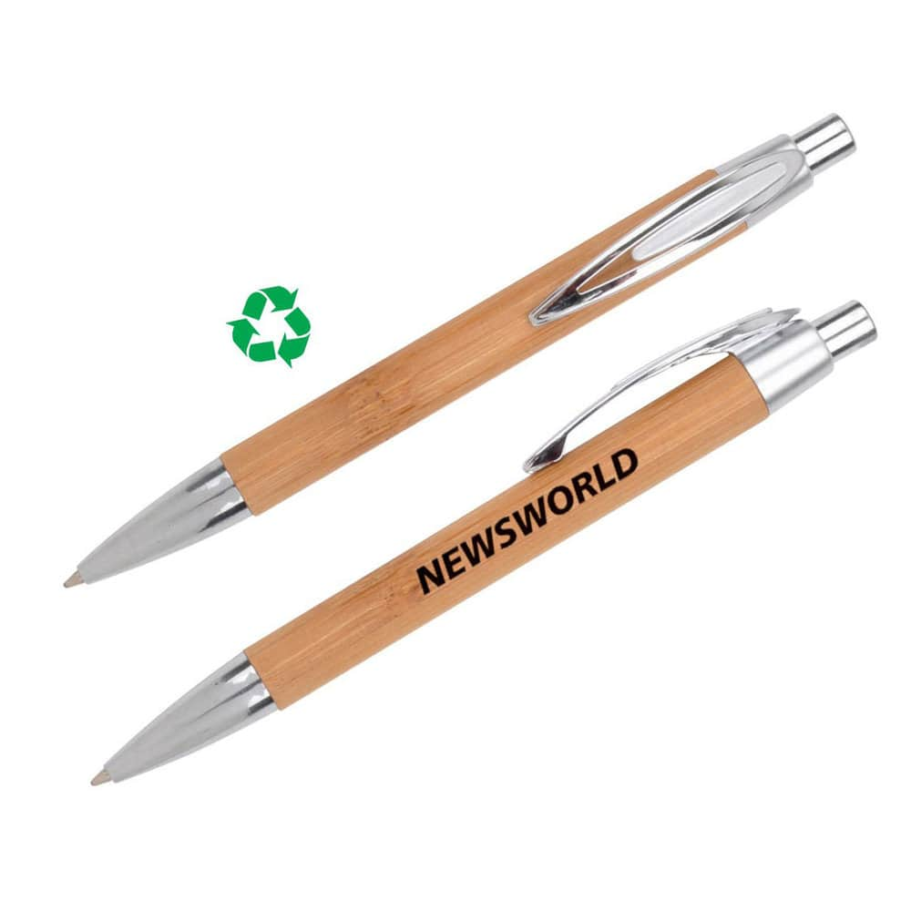 Bamboo/Silver Eco Bamboo Ball Pen