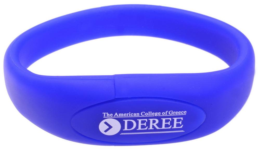 Blue Silicone Wristband  with 8GB Flash Drive