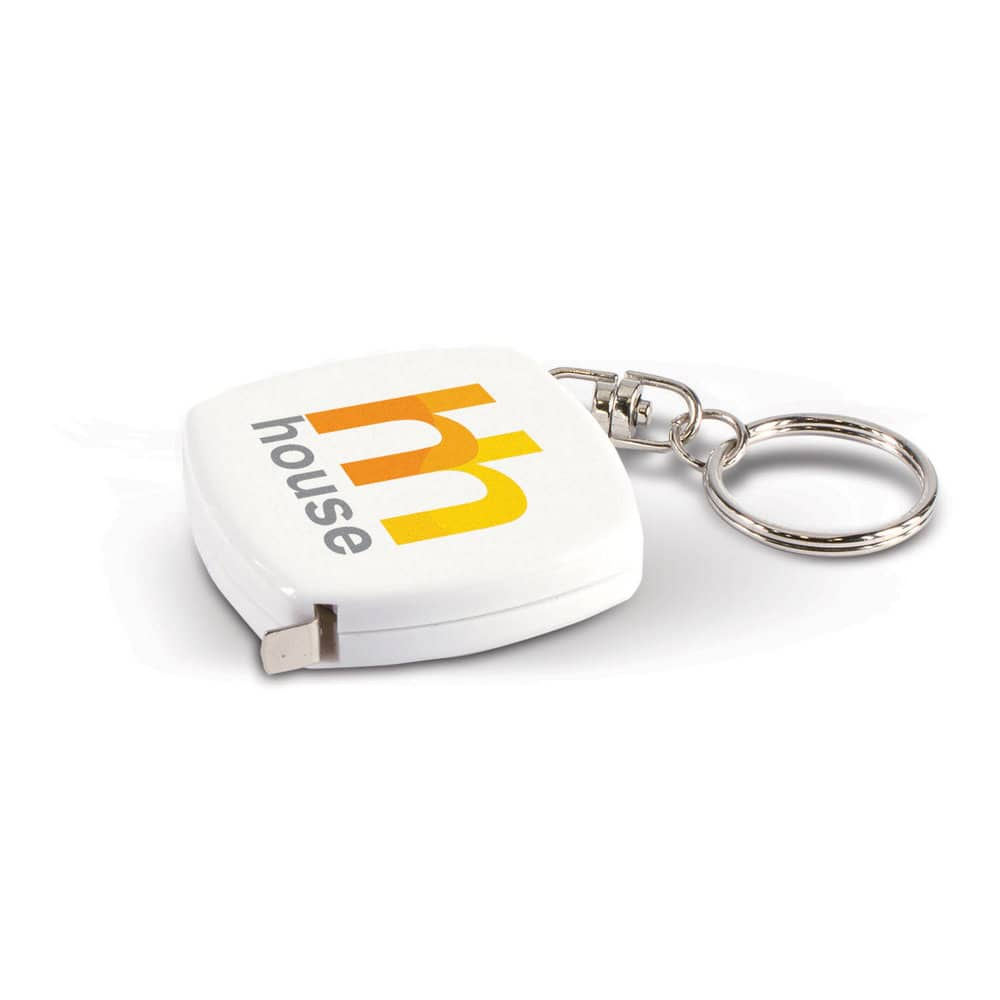 White Tape Measure Key Ring