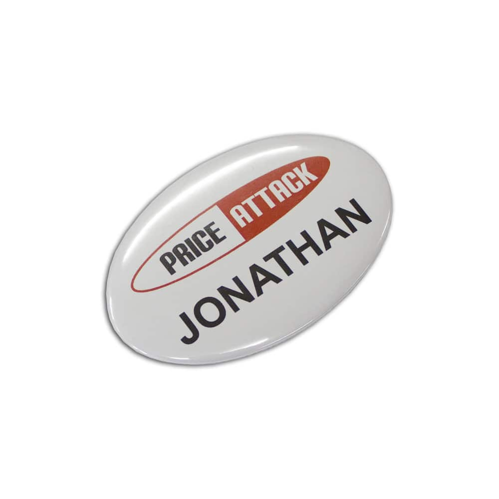 Full Colour Oval Button Badge - 65 x 45mm