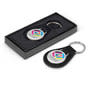 Black/Silver Baron Round Leather Key Ring