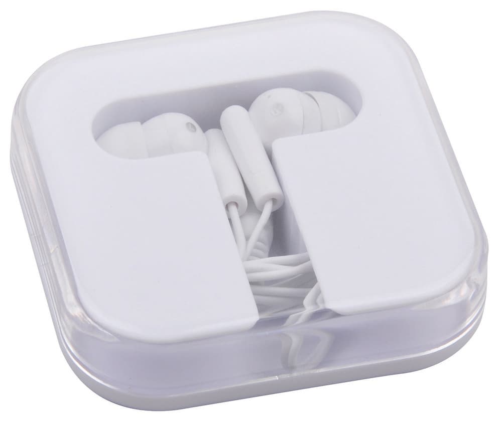 White Earbuds in Square Case