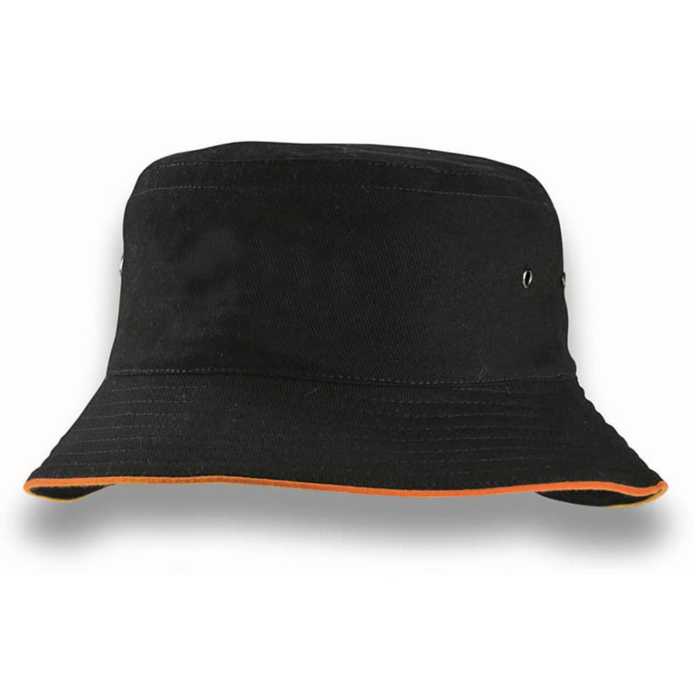 Black/Burnt Orange Headline Bucket Hat