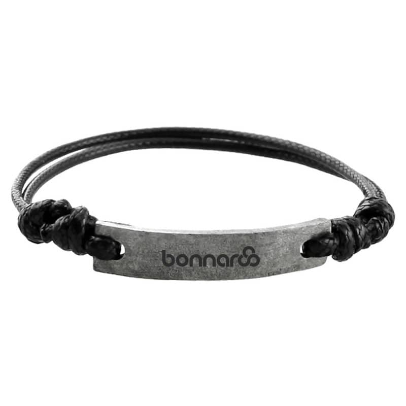 Silver With Black Cord Bracelet Wristband