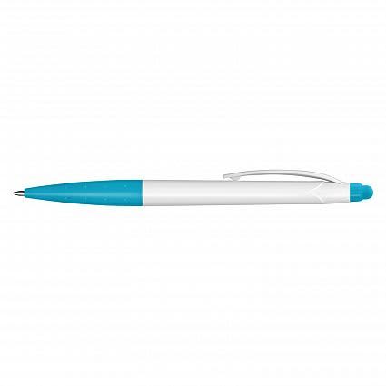 White/Light Blue Cologne Stylus Pen - White Barrel