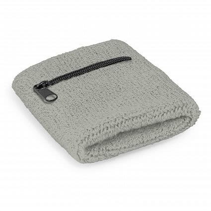 Grey Wrist Sweat Band with Pocket