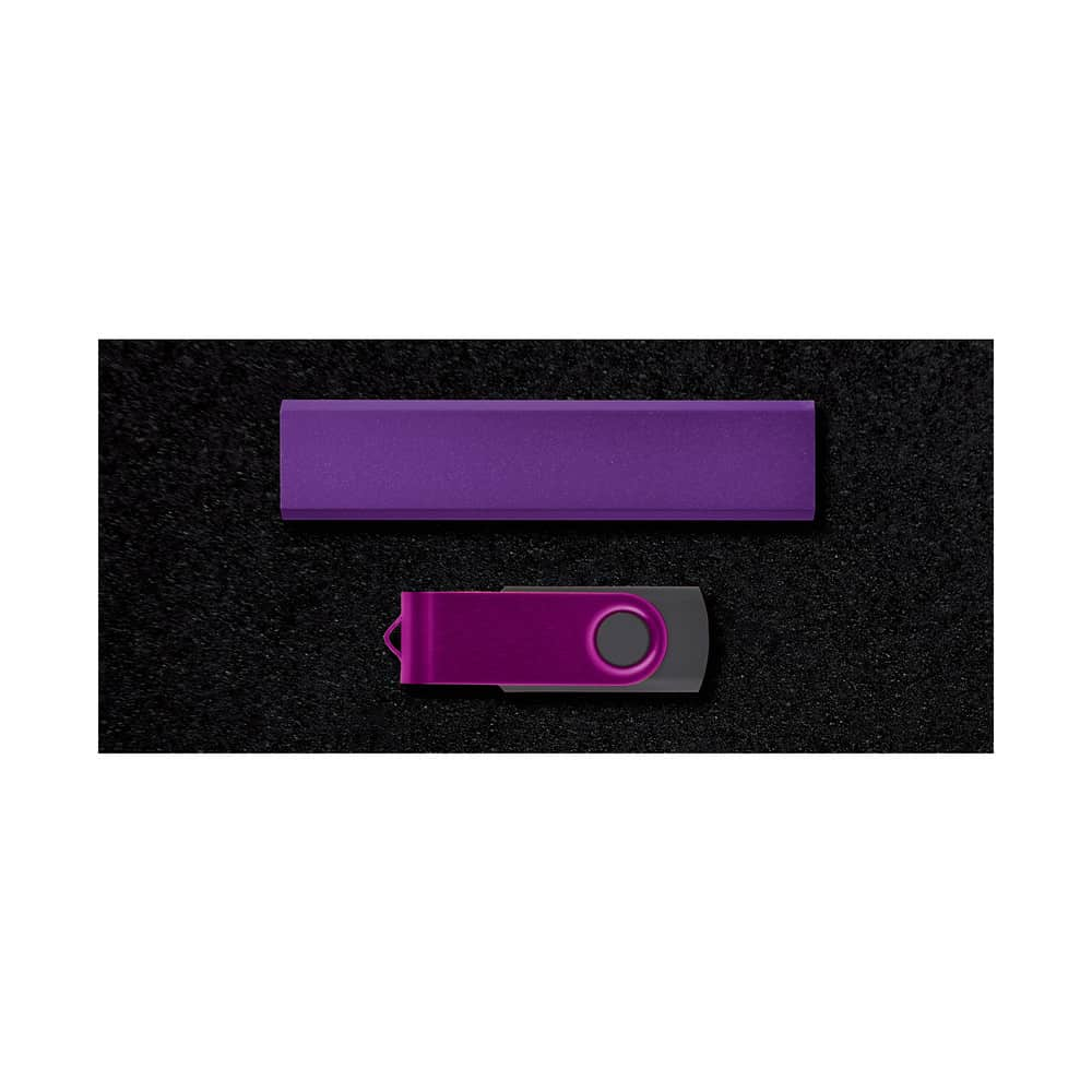 Purple Style Gift Set - Velocity Power Bank and Swivel Flash Drive