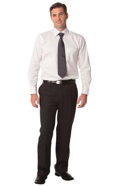 Black Men's Poly/Viscose Stretch Pants Flexi Waist