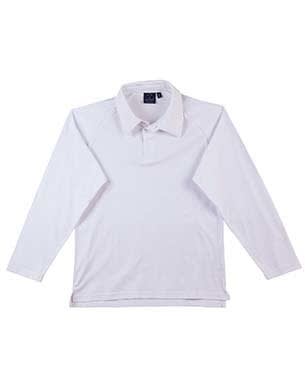 White Cricket Polo Long Sleeve Men's