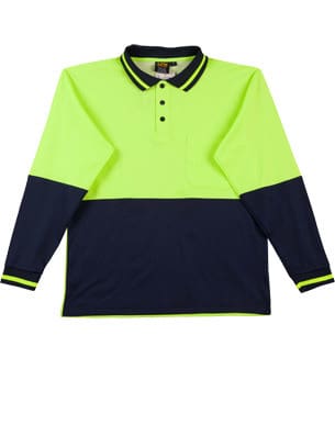 Fluoroyellow/Navy Suffix Long Sleeve Hi-Vis polo