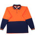 Fluoro Orange/Navy Suffix Long Sleeve Hi-Vis polo