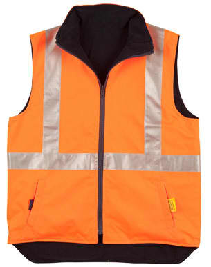 Orange/Navy Hi-Vis Reversible Safety Vest With 3M Tapes