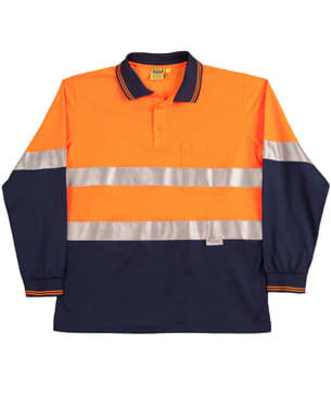 Orange/Navy Long Sleeve Safery Polo