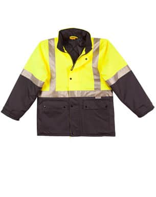 Yellow/Navy Hi-Vis Two Tone Rain Proof Jacket With Quilt Lining