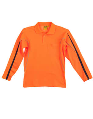 Orange/Navy Hi-Vis Legend Long Sleeve Polo Men's