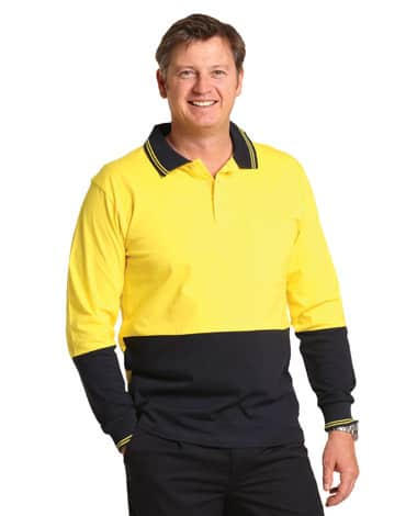 Cotton Jersey Two Tone Long Sleeve Safety Polo