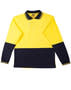 Yellow/Navy Cotton Jersey Two Tone Long Sleeve Safety Polo