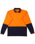 Orange/Navy Cotton Jersey Two Tone Long Sleeve Safety Polo