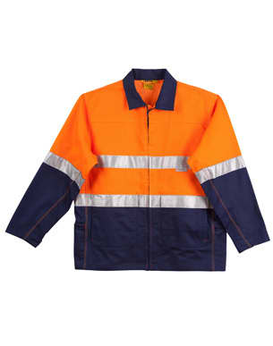 Orange/Navy Hi-Vis Cotton Jacket With 3M Tapes