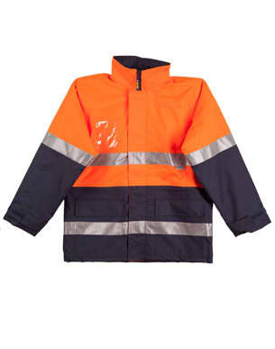 Orange/Navy Hi-Vis Long Line Jacket Polar With Fleece Lining