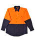 Orange/Navy Long-Sleeved Safety Shirt - 100% Cotton Drill 
