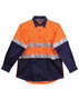 Orange/Navy Hi-Vis Long Sleeve Cotton Drill Safety Shirt