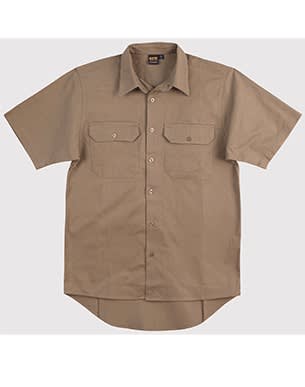 Khaki Cotton Drill Short Sleeve Work Shirt