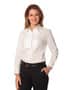 White Women's Stretch Tuck Front Long Sleeve Shirt