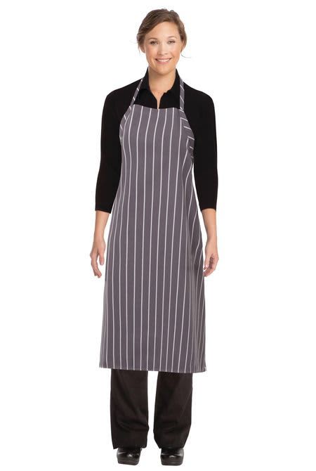 Grey Chalkstripe Adjustable English Chef Apron N/P