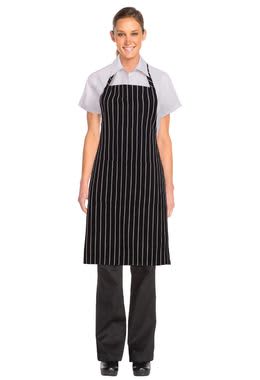 Black Black Chalkstripe Designer Bib Apron