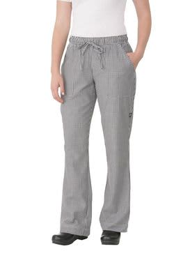 Black/White Women's Small Check Chef Pants