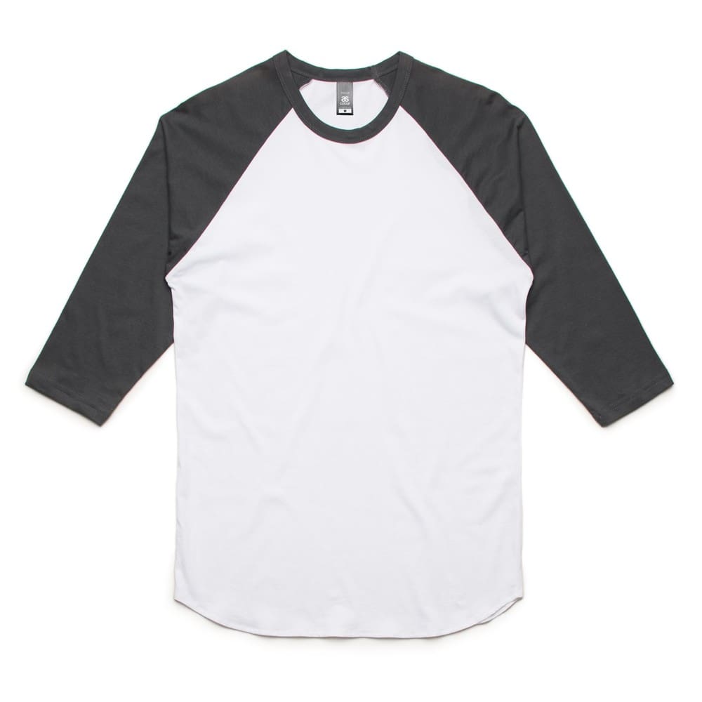 White/Charcoal 3/4 Unisex Raglan Cotton Tee 