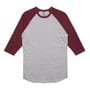 Grey Marle/Burgundy 3/4 Unisex Raglan Cotton Tee 