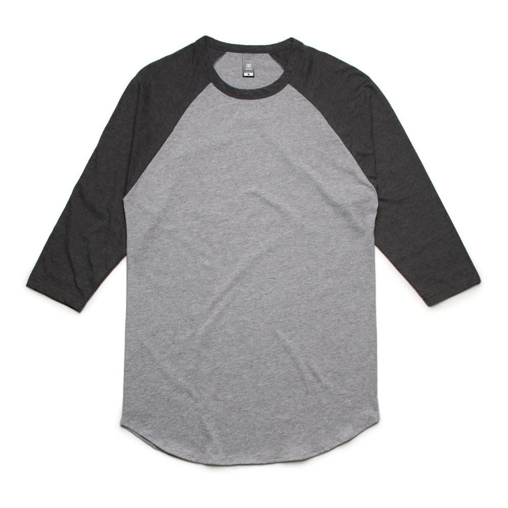 Grey Marle/Asphalt Marle 3/4 Unisex Raglan Cotton Tee 