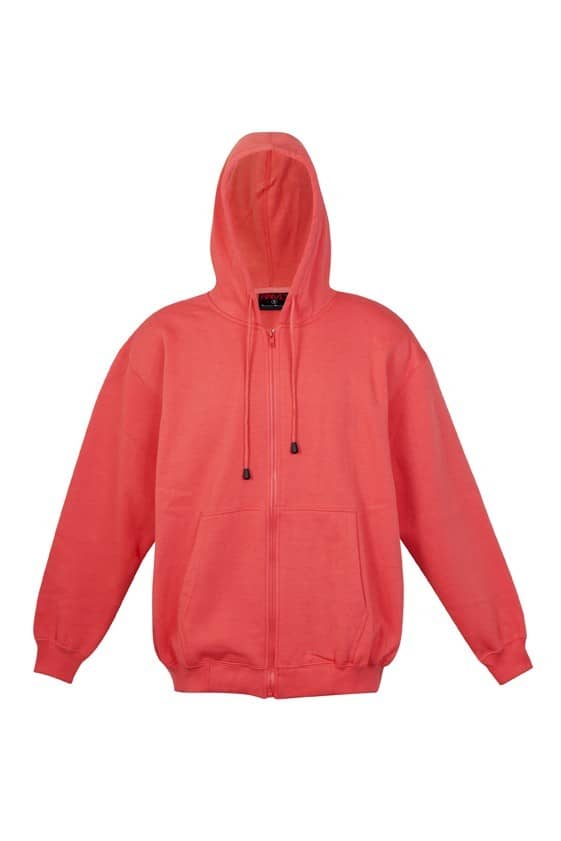 Coral Red Mens Zipper Hoodie