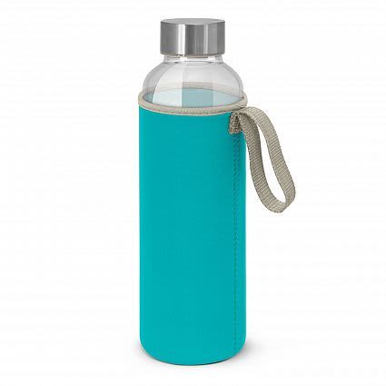 Light Blue Aphrodite Glass Drink Bottle 600 ml - Neoprene Sleeve