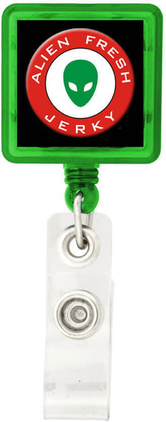 Green Square Retractable Badge Holder