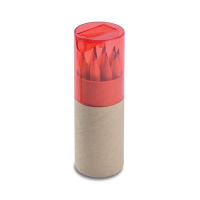 Natural/Red Coloured Pencils in Cardboard Tube