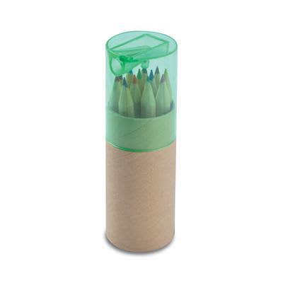 Natural/Green Coloured Pencils in Cardboard Tube