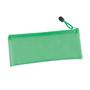 Green PVC Pencil Case with Zipper and Mesh Divider