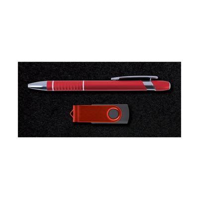 Red Style Gift Set - Miami Pen and Swivel Flash Drive