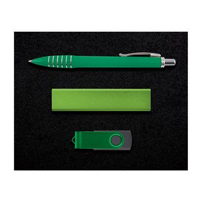 Green Superior Gift Set - Titan Pen, Velocity Power Bank, Swivel Flash Drive