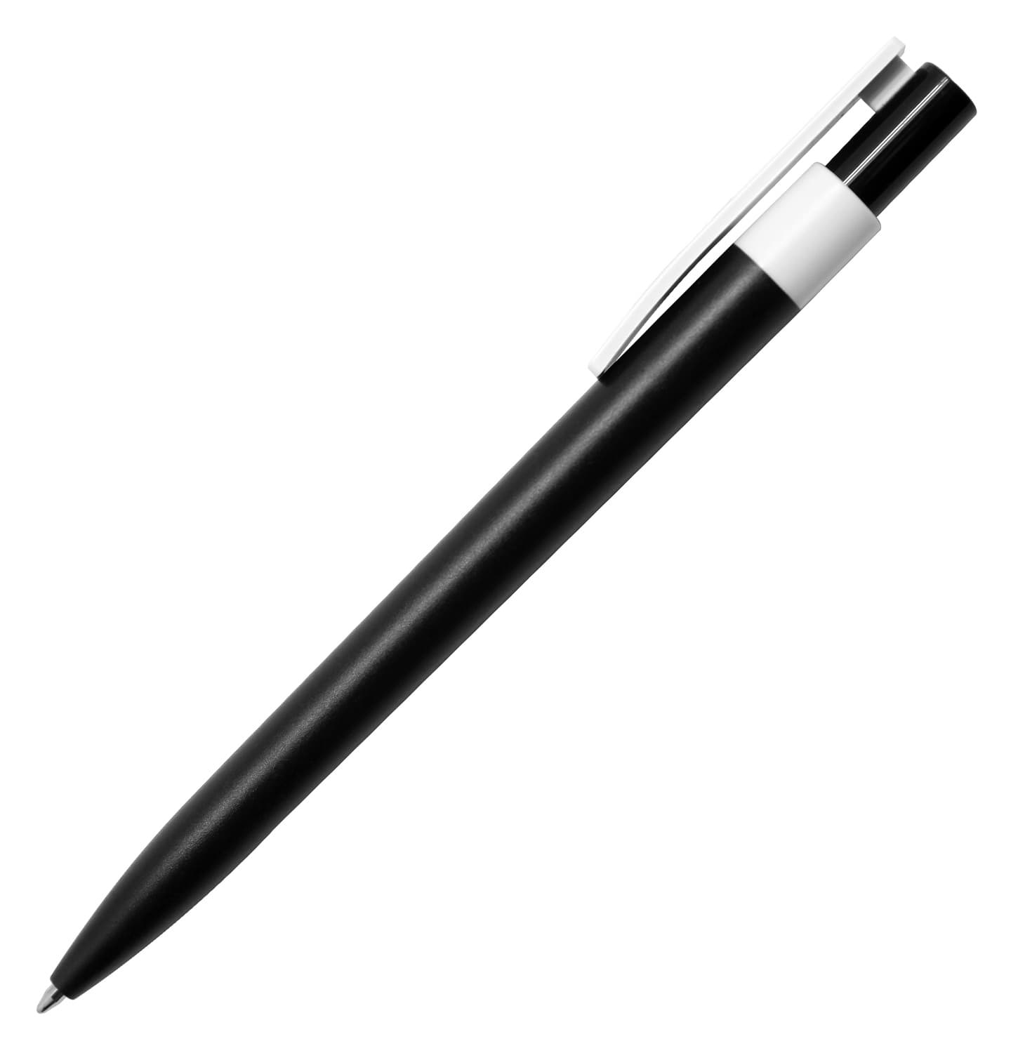 White Torino Click Action Plastic Pen Black Barrel