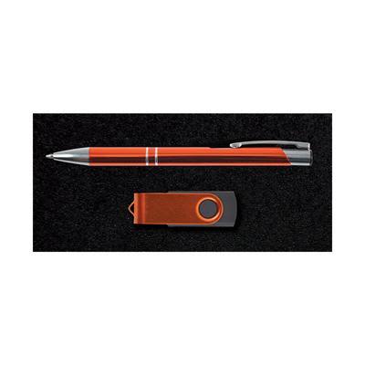 Orange Style Gift Set - Napier Pen and Swivel Flash Drive