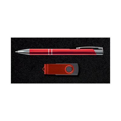 Red Style Gift Set - Napier Pen and Swivel Flash Drive